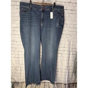 NWT Lane Bryant Womens Blue High Rise Bootcut 5Pocket Pin Detail Jeans 26